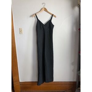 Vintage Old Navy Black Linen Faux Wrap Maxi Dress. Coastal Beachy Quiet Luxury 6